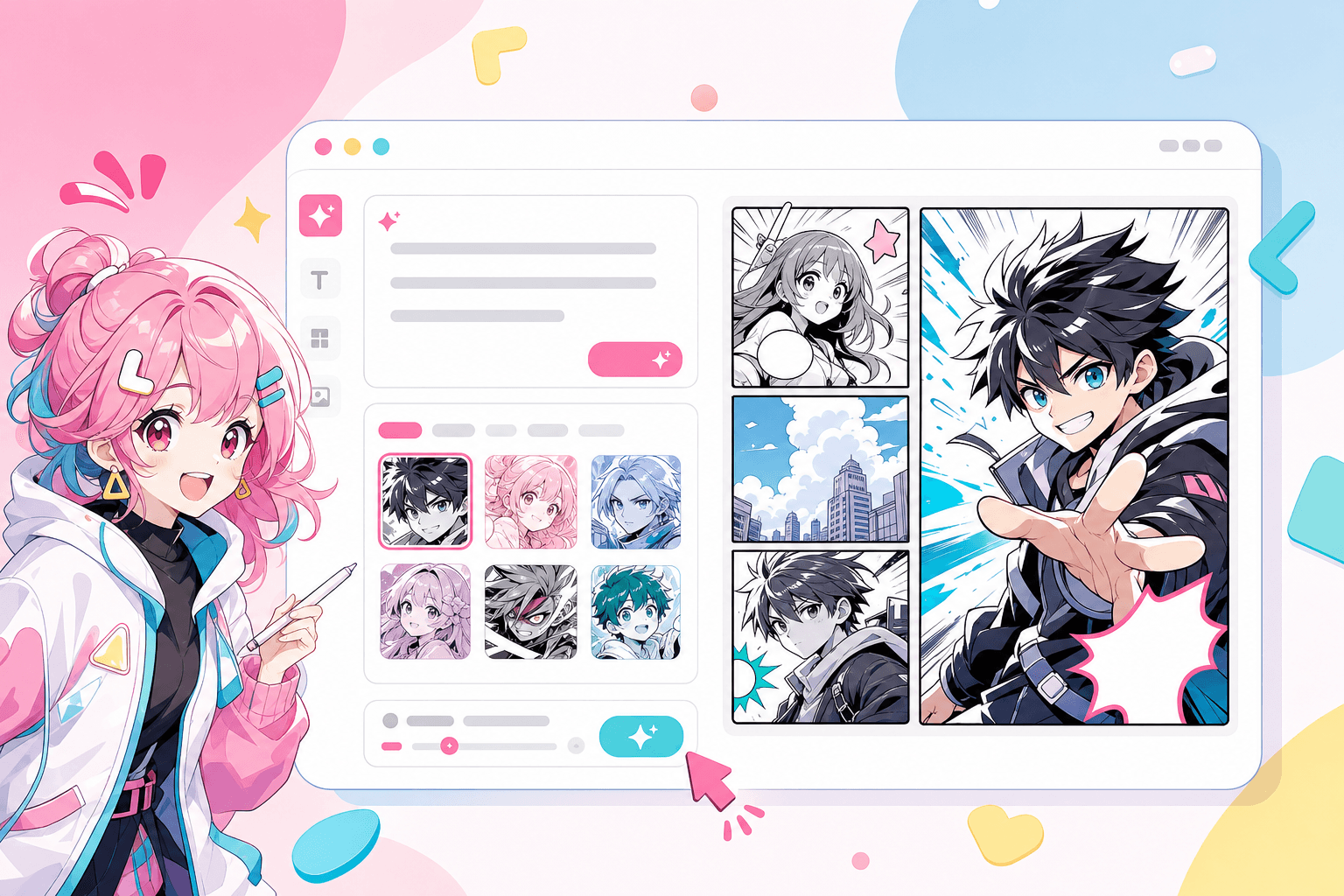 Générateur de manga IA avec mise en page automatique pour création dans le navigateur
