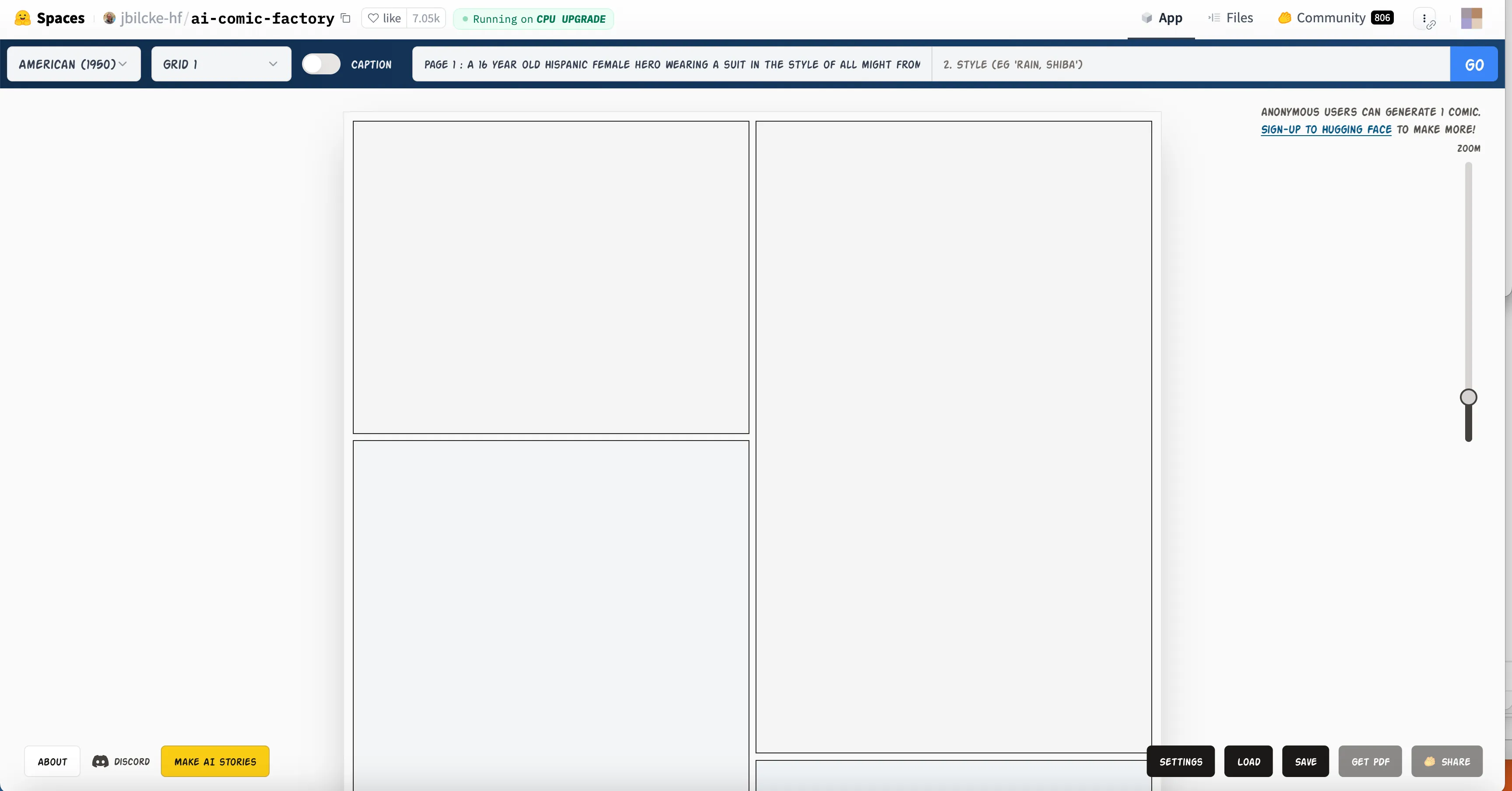 AI Comic Factory Hugging Face Space