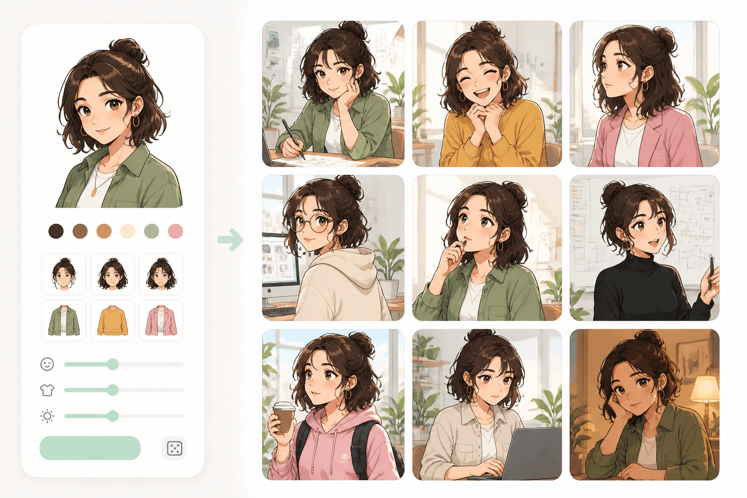Consistent character generator grid