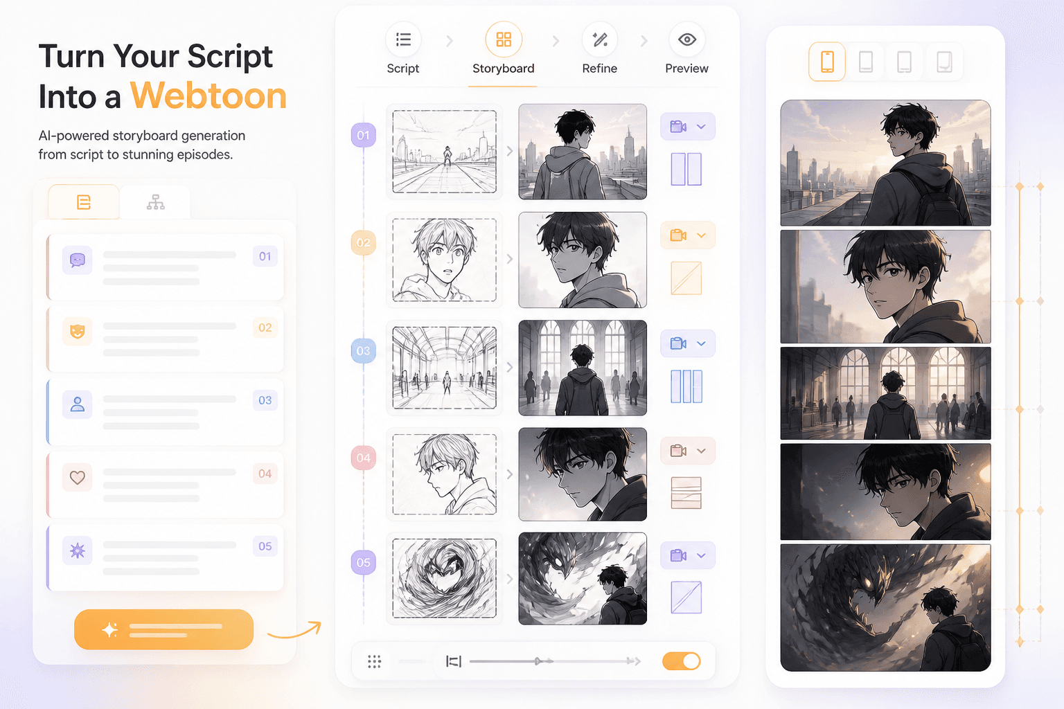 Webtoon storyboard vertical preview