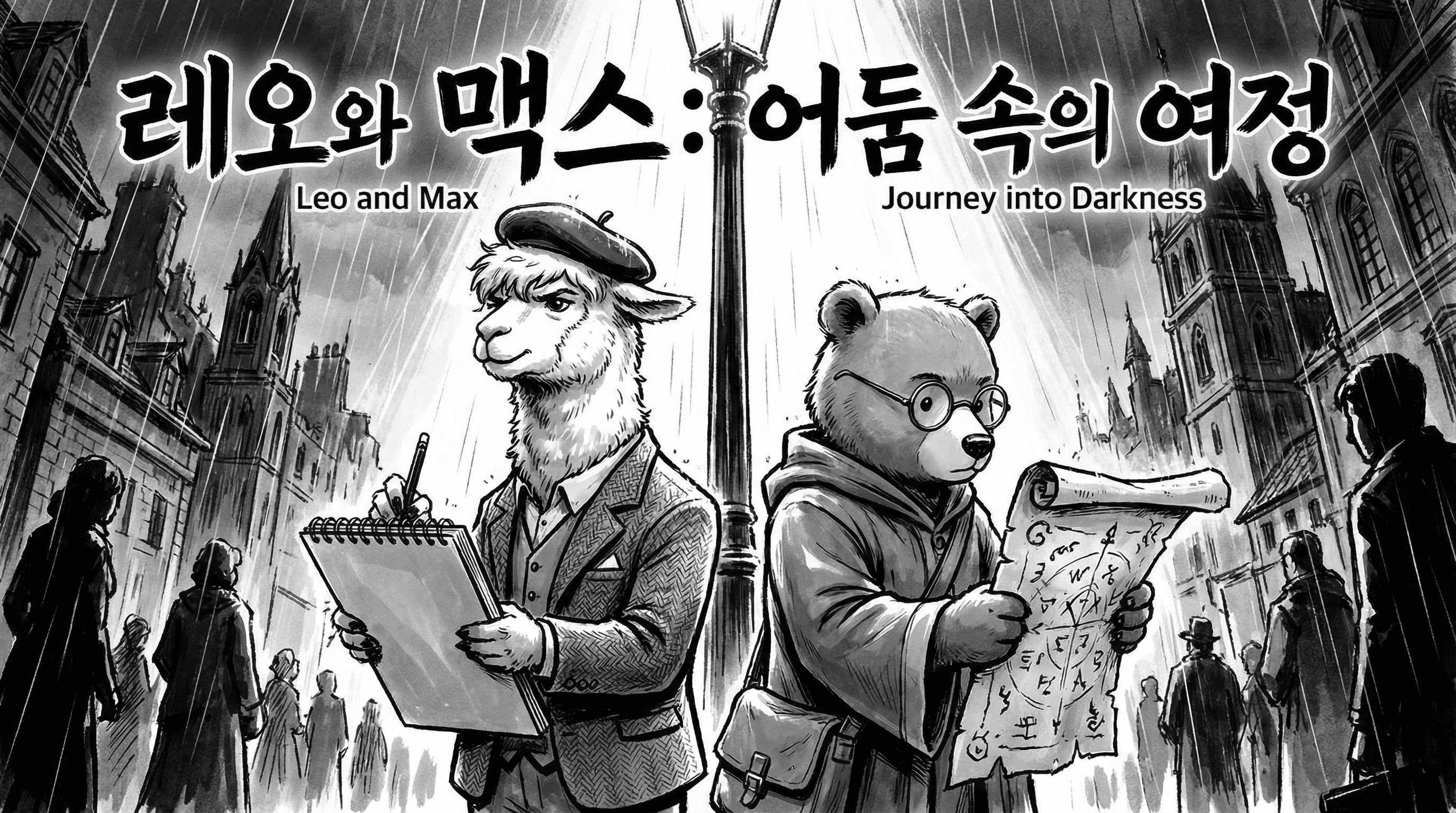 Manga IP Storyboard: Leo & Max Layout 140 (Korean Webtoon · Black & White)