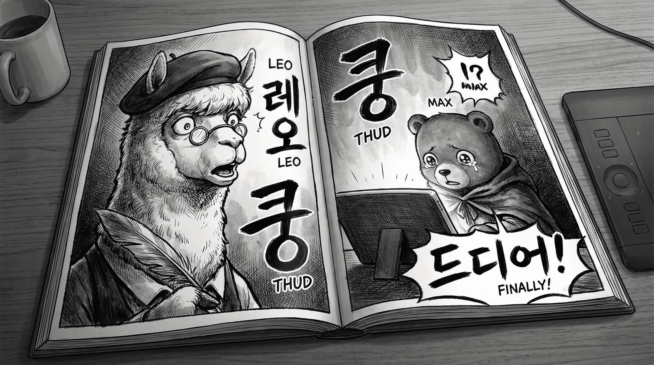Manga IP Storyboard: Leo & Max Layout 276 (Korean Webtoon · Black & White)