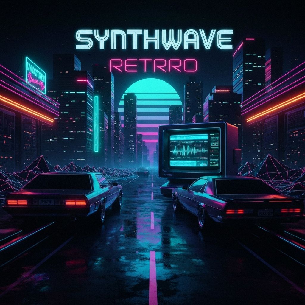 Synthwave retro album artwork